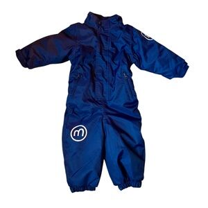 MinyMo 12 Month Infant OnePiece Snowsuit Front Zip Winterwear Ski Snowboard Navy